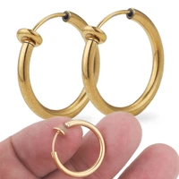 6pcslot stainless steel fake spring clip on earrings ring hoop earrings for women girls without ear holes clip cuffs wholesale