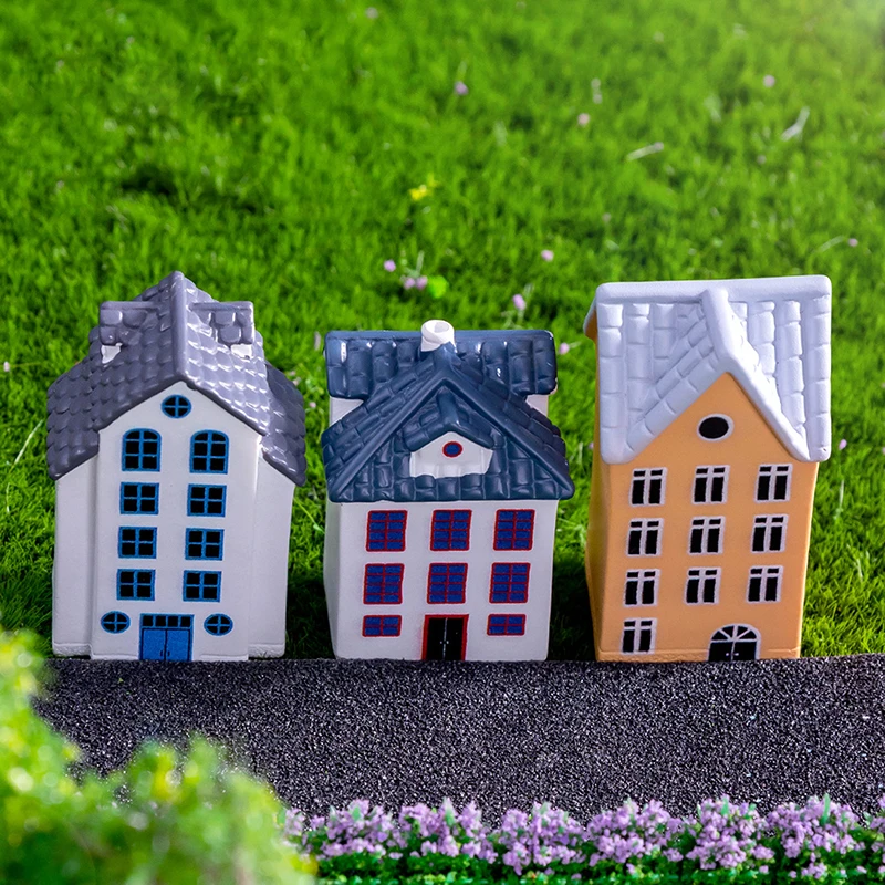 Миниатюрный Современный Дом Пейзаж Кукольный Домик DIY Украшения Изделия Из Смолы