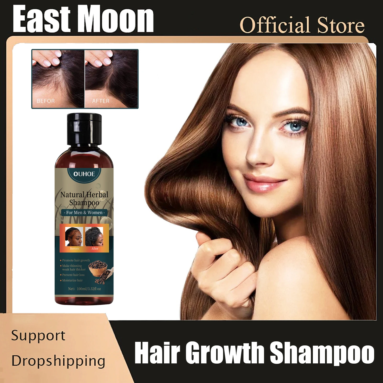 

Herbal Shampoo for Hair Growth Deep Cleaning Nourishing Strenghten Roots Scalp Treatment Anti Hair Loss Shampoo Men Women 100ml