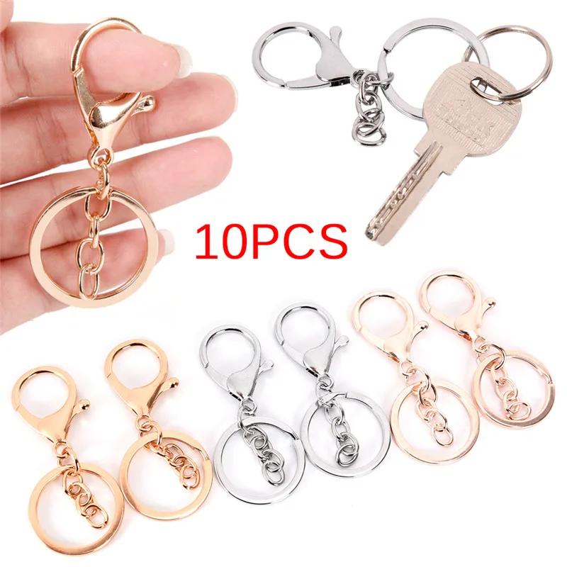 

10pcs/lot Keychains Key Chains Jewelry Findings & Components Lobster Clasp Keyring Making Supplies Car Accessories