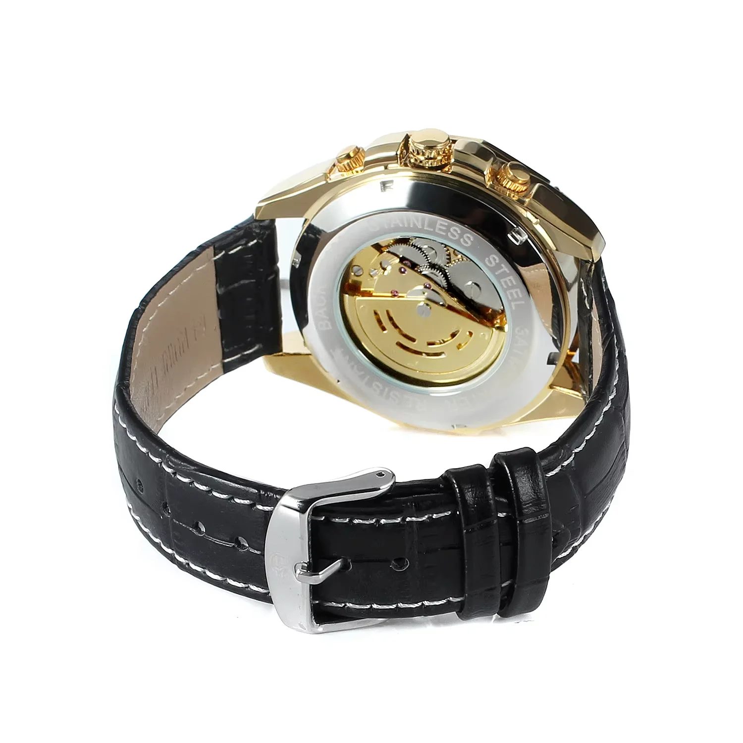 Часы FORSINING модный тренд крутой дизайн с полой резьбой черный кожаный ремень