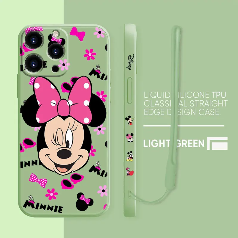 

Liquid Silicone Case For Apple iPhone 13 12 11 Pro Max 8 7 6 6S Plus XR XS X SE2020 Multicolor Phone Coque Minne Mickey mouse