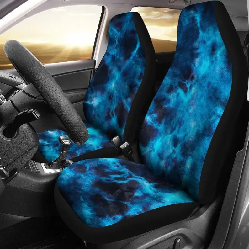 

Blue Grunge Tie Dye Black Car Seat Covers Pair, 2 Front Car Seat Covers, Seat Cover for Car, Car Seat Protector, Car Accessory