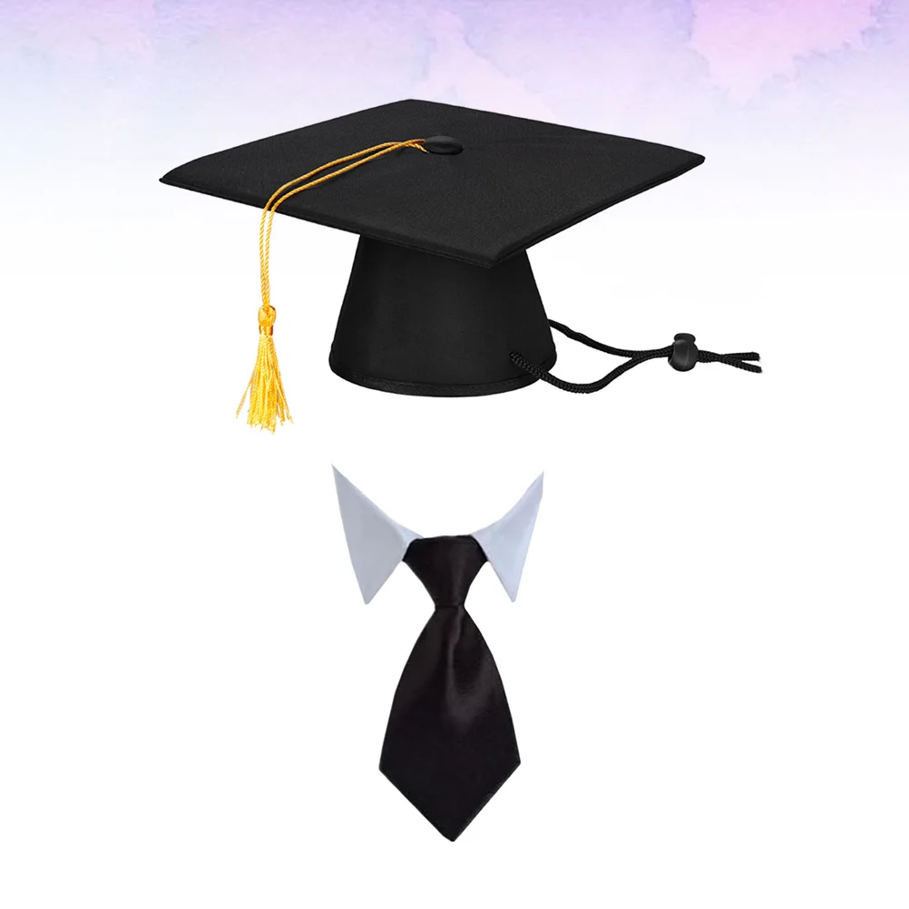 

Pet Graduation Cap Dog Collar Hat Tassel Hats Dogs Dr. Tie Caps Costume Bow Bachelor Puppy Necktie Cat Outfit Accessory Party