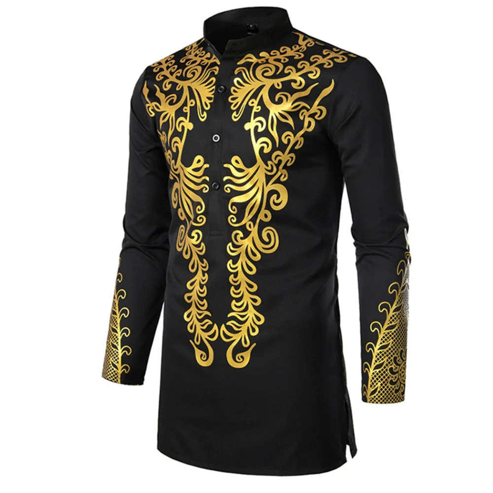2022 Fashion Gilded Shirt Muslim Casual Pullover Long Shirt Style Robe