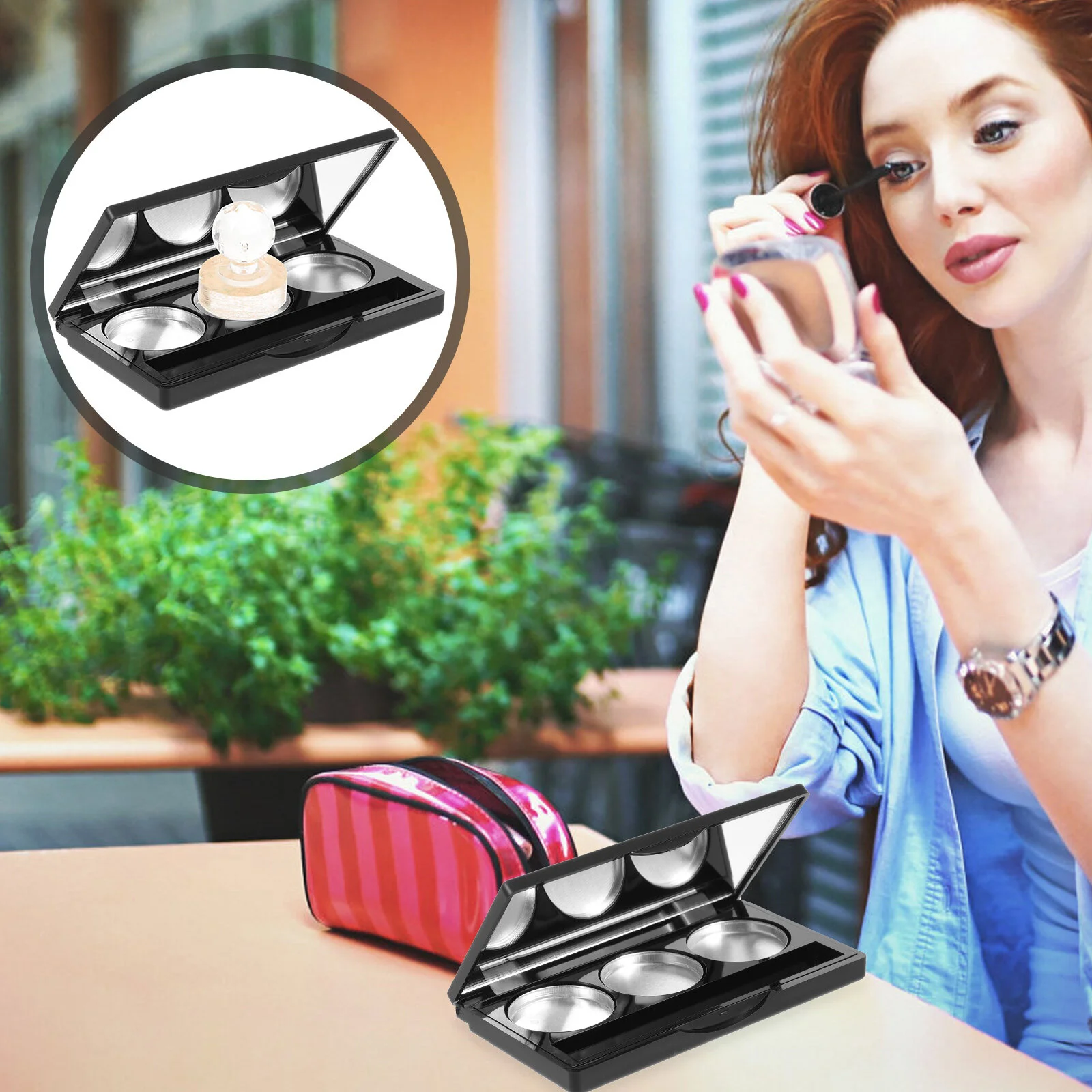 

Makeup Eyeshadows Set Blush Eyeshadow Tray Cosmetics Empty Pallet Glass Miss Toiletry