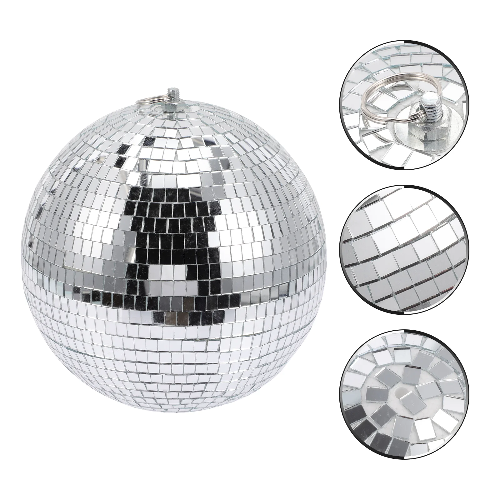 

Silver Mirror Reflective Disco: 20cm Nightclub Flash Mirror Ornament Hanging Bauble Shatterproof Balls for Holiday Faceted