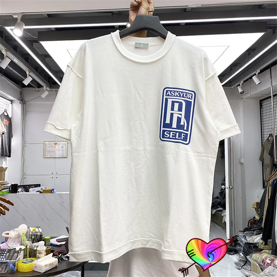Футболка Askyurself для мужчин и женщин винтажная белая рубашка с двойным логотипом