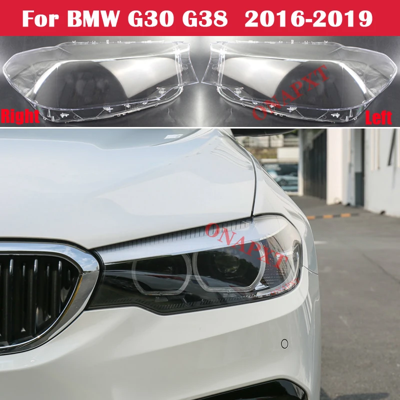 Car Front Headlamp Caps For BMW 5 Series G30 G38 525i 530i 540i 2016-2019 Glass Headlight Cover Auto Lampshade Lamp Lens Shell