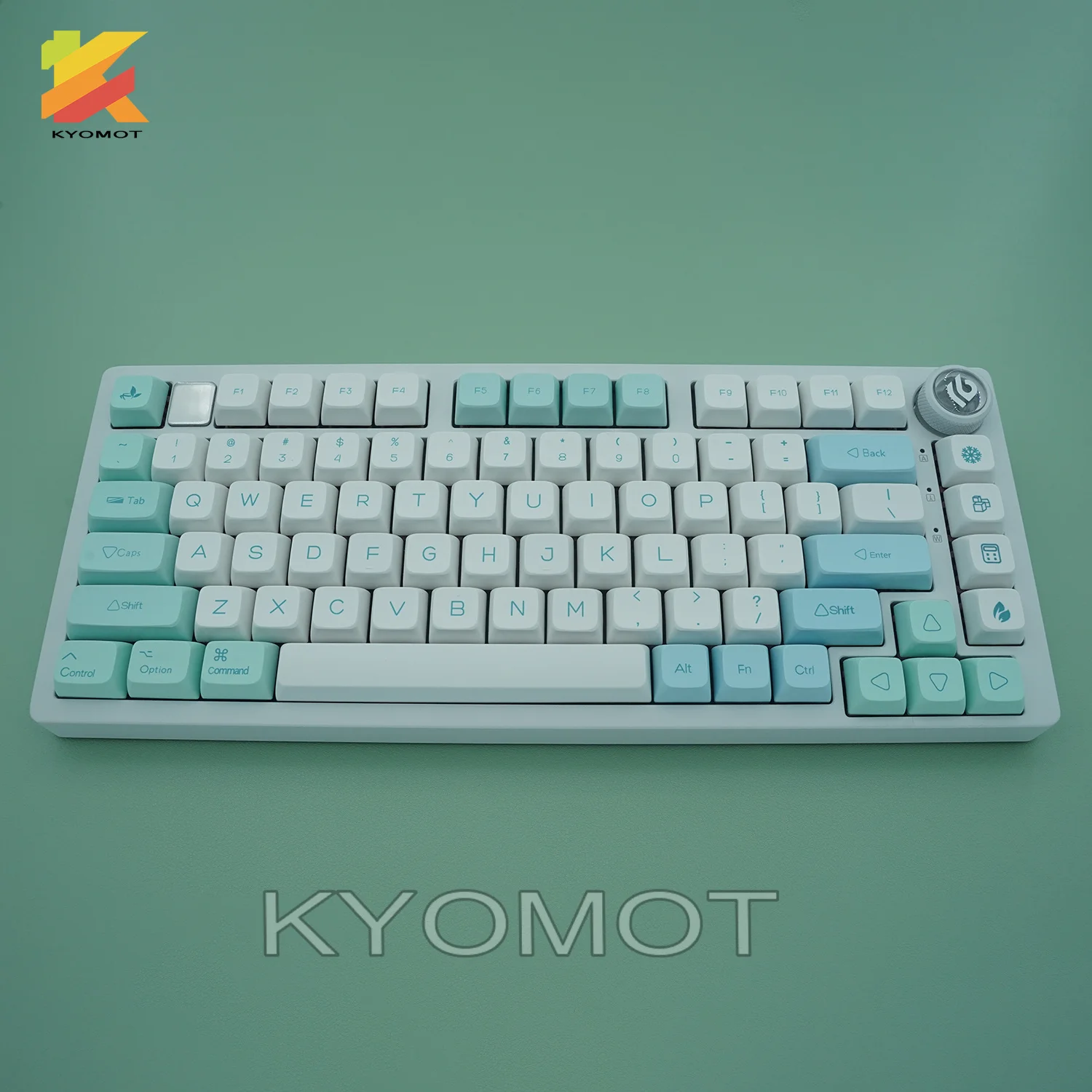 Фото Колпачки для клавиш KYOMOT 132 Keys Ice Crystals Mint, PBT, сублимационная печать, профиль XDA, сине-голубые, для механических клавиатур с переключателями MX. №1