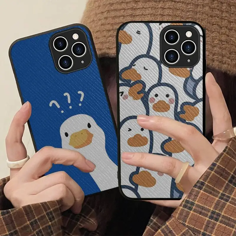 

Cartoon Cute Goose Duck Phone Case Hard Leather Case for iPhone 11 12 13 Mini Pro Max 8 7 Plus SE 2020 X XR XS Coque