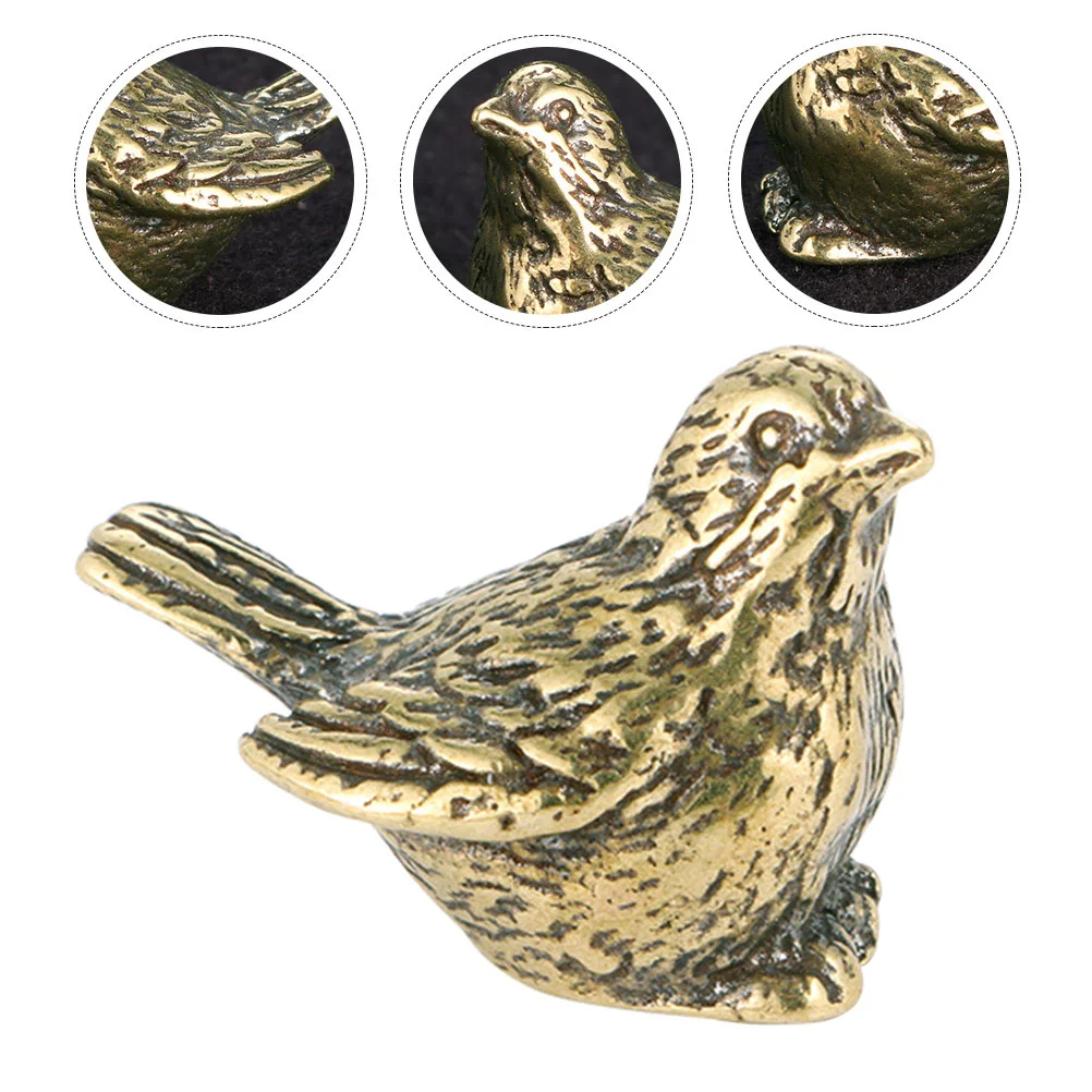 

Bird Statue Brass Animal Figurines Small Sculpture Statuesdecor Mini Figurine Golden Garden Figure Decoration Sparrow Ornament