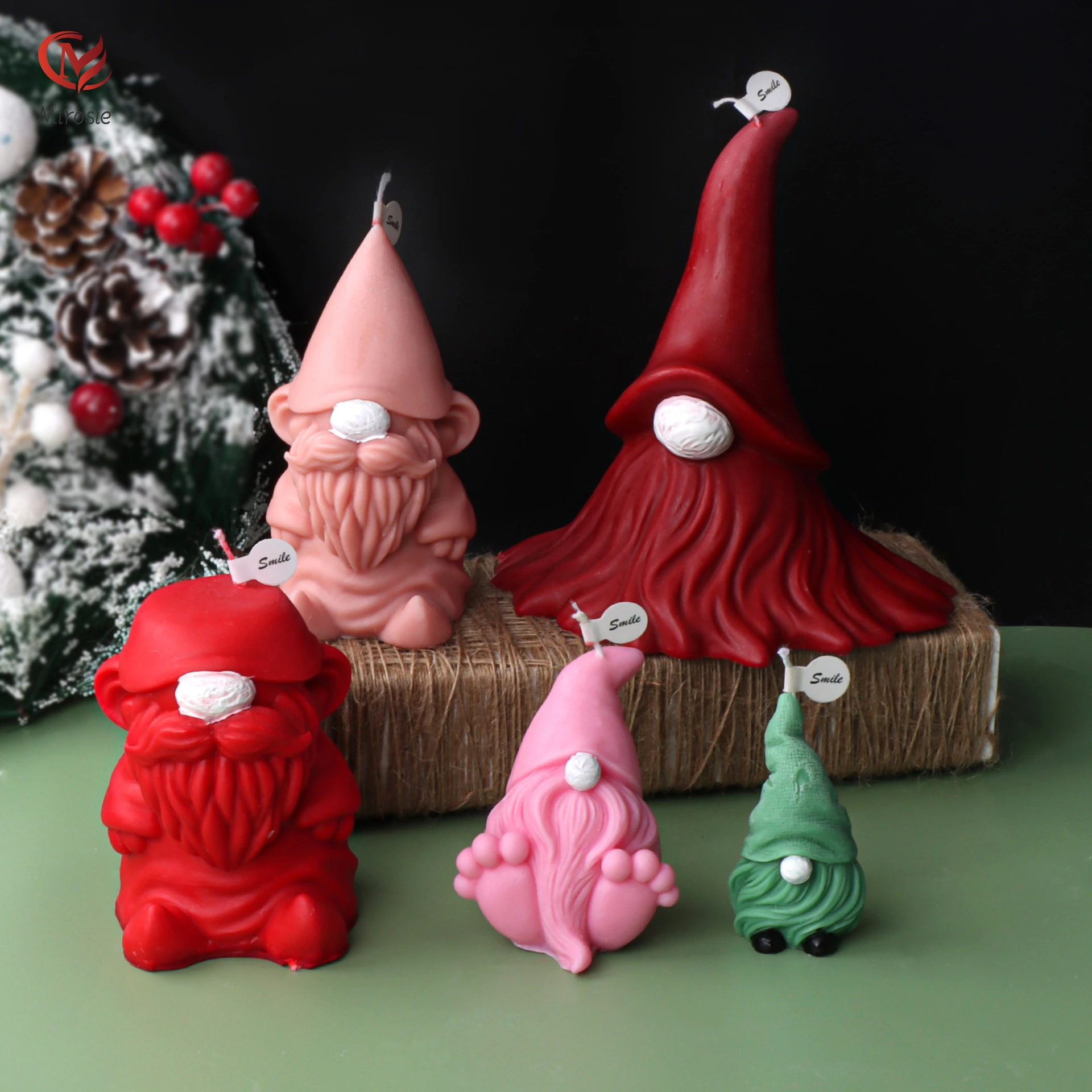 

Mirosie Simple Faceless Santa Claus Candle Mold New Christmas Handmade Scented Candle Plaster Decoration Silicone Mold