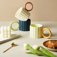 japanese creative birthday gift ceramic multi color handle ripple coffee tea milk cup water drinkware couple mugs