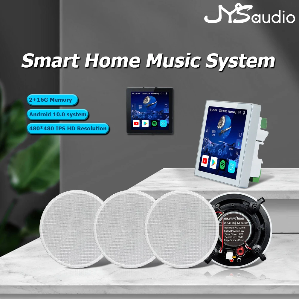

Smart Home Theater Wall Amplifier WiFi Bluetooth Touch Screen Audio Android Amp HiFi Stereo Ceiling Speaker for Hotel Restaurant