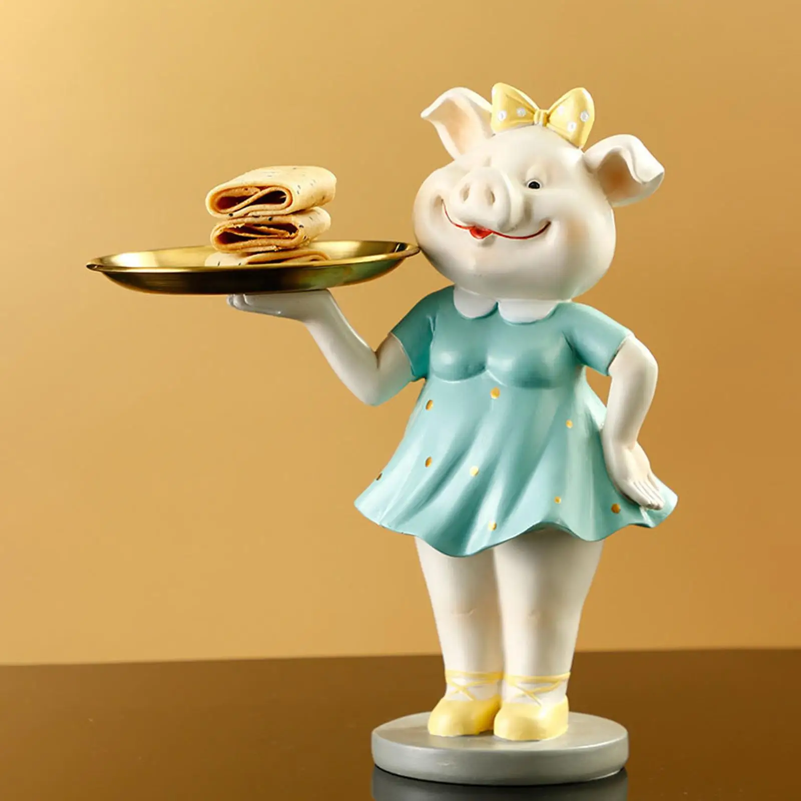 

Piglet Statue with Tray Piggy Figurine Key Storage Durable Cartoon Keys Holder