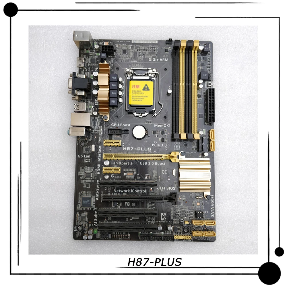 

H87-PLUS For ASUS Desktop ATX Motherboard Intel H87 Core i7/i5/i3 LGA 1150 DDR3 PCIE 3.0 High Quality Fully Tested Fast Ship