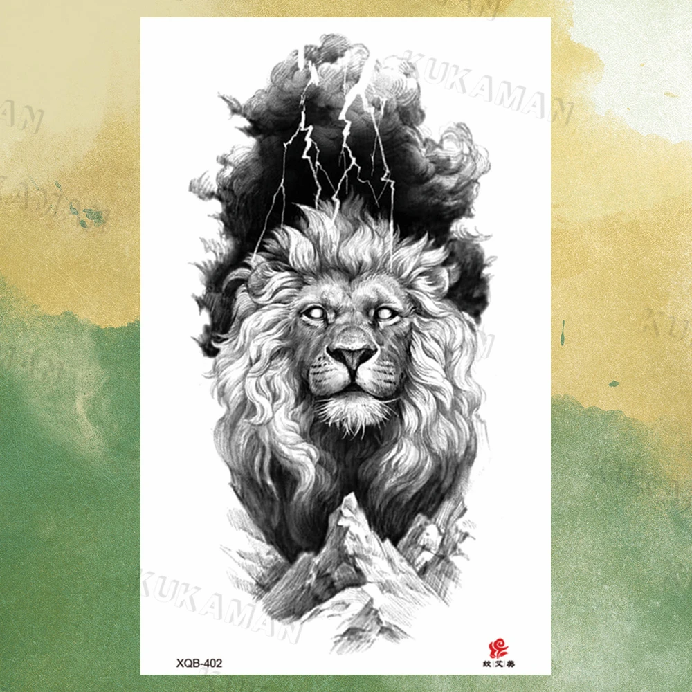 Временные татуировки для мужчин женщин черный скелет Лев слон роботизированная