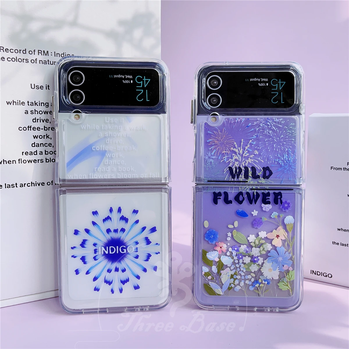 

Phone case For Samsung Zflip 3 Zflip 4 RM INDIGO Wild flower Anti Shock Drop Proof Space Cover