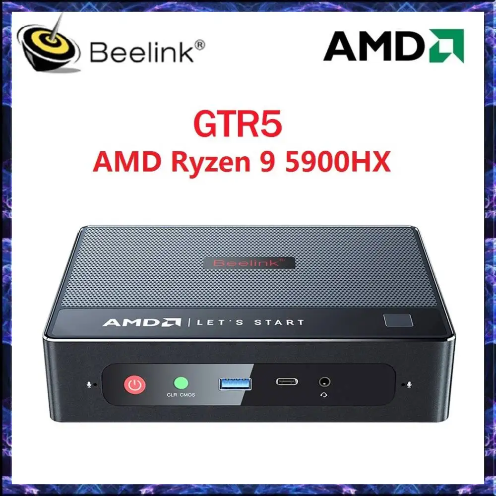 Мини-ПК AMD Ryzen 9 5900HX Windows 11 DDR4 32 Гб SSD 500 Гб 64 Гб ТБ Beelink GTR5 R9 Wifi 6E двойной компьютер 2,4 Гбит/с RJ45 HD DP Type-C