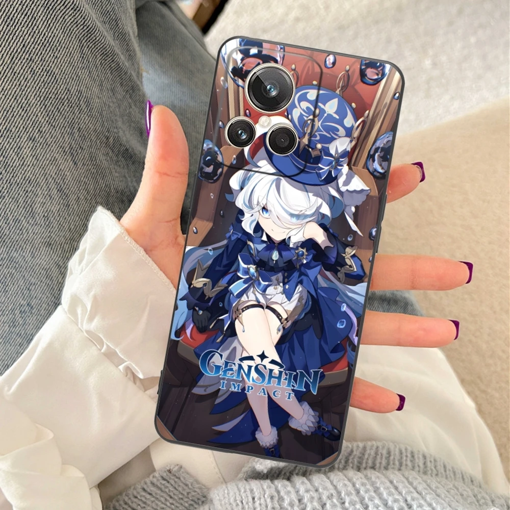Черный мягкий чехол для телефона Genshin Impact искусственная кожа Realme GT 2 9i 8i 7i Pro X50 X2 C35