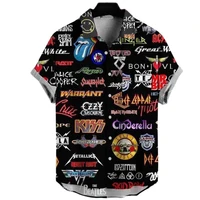 2022 new mens short sleeve hawaiian shirt us 66 route 3d print oversized hip hop shirt rock style resort casual shirt