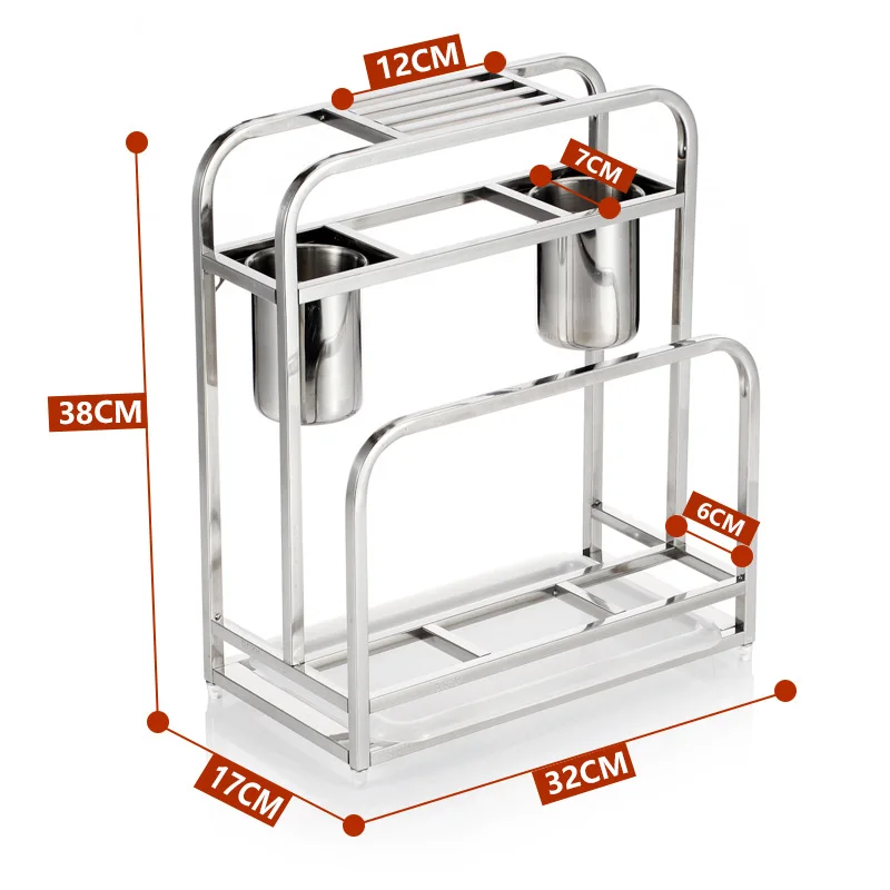 

SH Aoliviya Official New AO's Kitchen Supplies Multi-Functional Stainless Steel Double Tube Knife Holder Chopping Board Storage