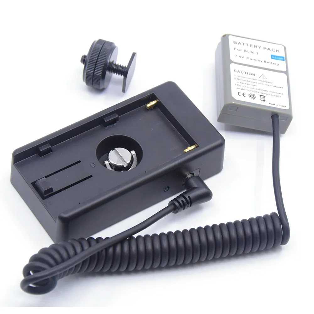 

NP F550 F750 F970 Adapter Plate Kit With PS-BLN1 Dummy Battery BLN-1 DC Coupler for Olympus Cameras OM-D E-M1 E-M5 II PEN E-P5