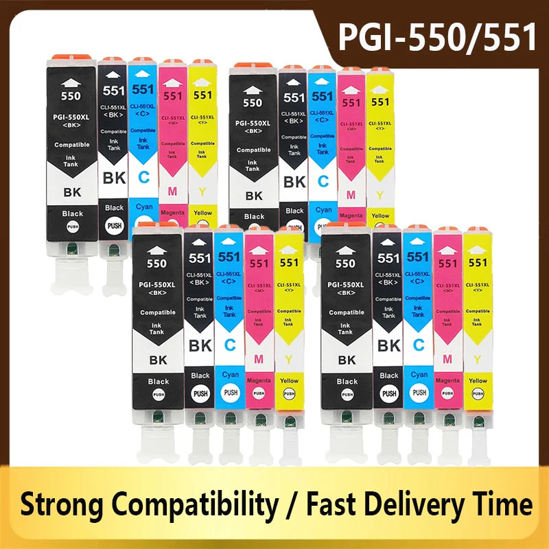 Совместимые картриджи PGI550 CLI551 для принтеров Canon MG6350 MG7150 IP8750 Ip7250 PGI-550 CLI 551 CLI-551