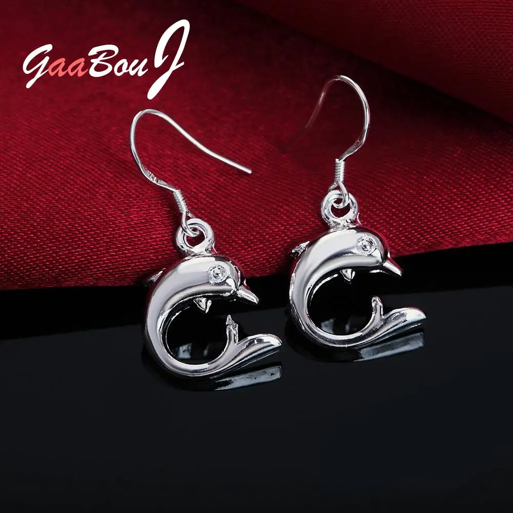 

Fashion 925 Stamp Silver Color Dolphin Dangle Earrings For Women Fashion Party Engagement Wedding Jewelry GaaBou Jewellery
