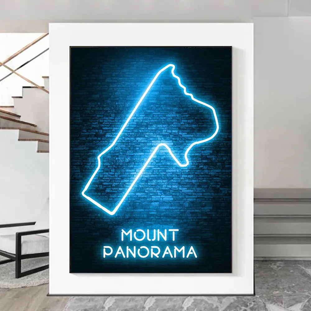 Новинка 2024 неоновый постер F1 формулы гоночной трассы и печать на холсте