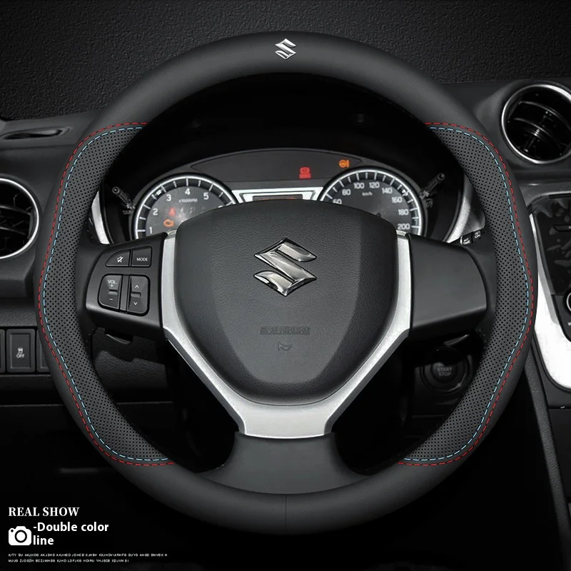 

Автомобильный кожаный вентилируемый противоскользящий чехол на руль для Suzuki S-Cross Swift SX4 Vitara Jimny Grand-Vitara Baleno Ciaz Samurai