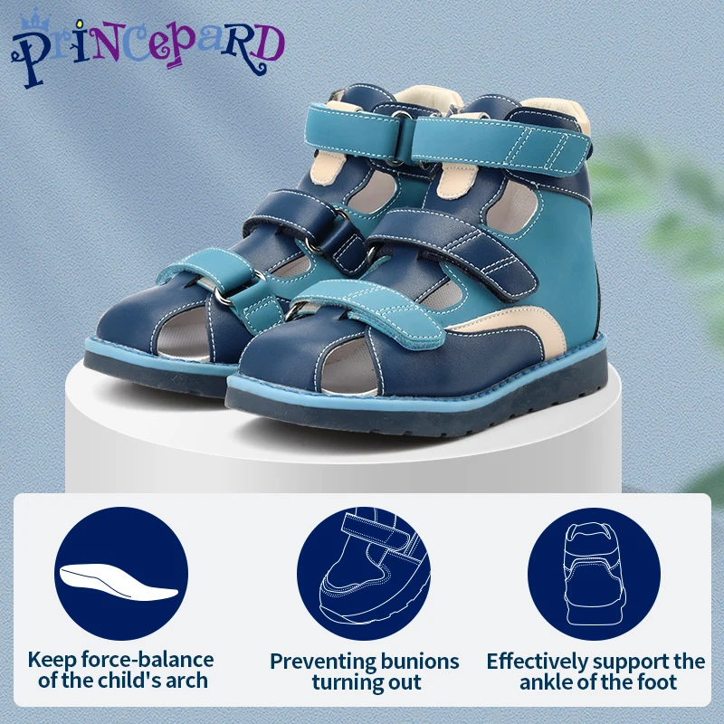 Enlarge High-Top Orthotic Kids Shoes Princepard AFO Closed-Toe Sandals for Girls Boys Summer 2022,Club Foot Arch Support EU Size 26-31
