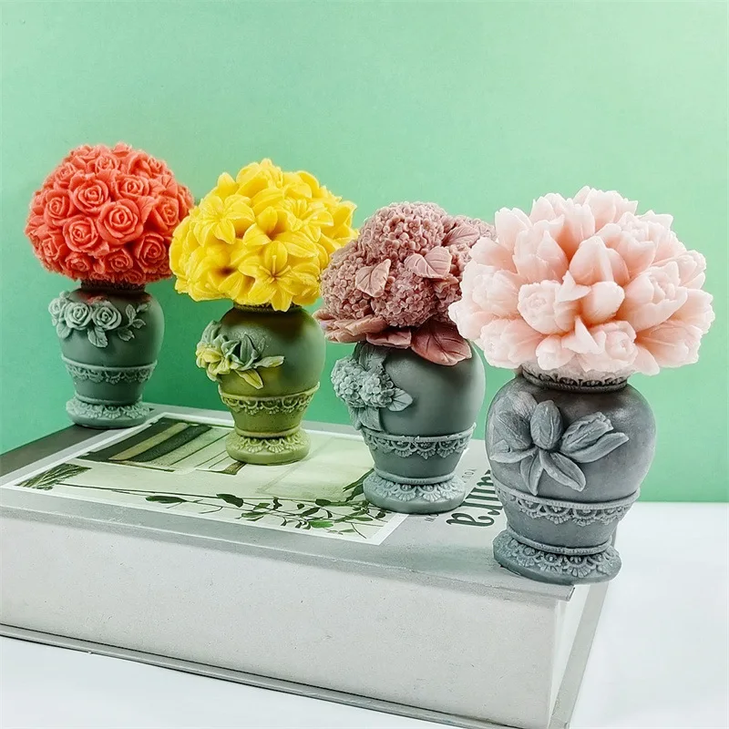 

Силиконовая форма для цветочной вазы, свечи, гипсовая форма для резьбы, искусство, форма для украшения дома, подарок ручной работы