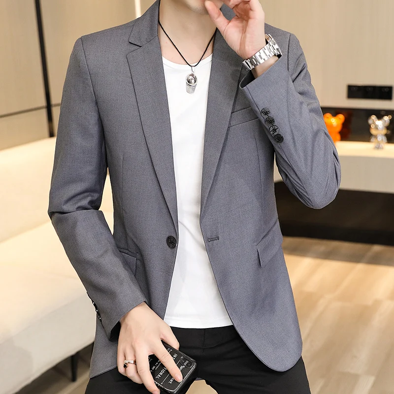 

2023 Boutique fashion everything trend Korean version of handsome leisure business party solid color suit jacket single west