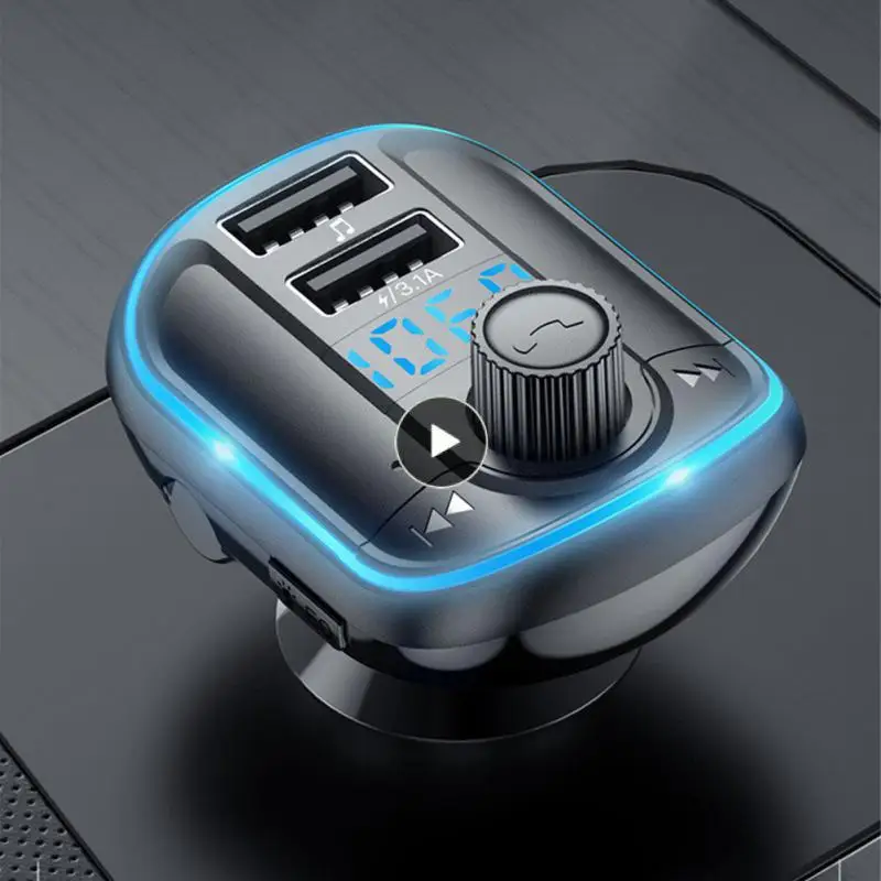 

Car Mp3 With Ambient Light 3.1a Car Bluetooth Mp3 Dual Usb Hands-free Car Charger Car Accessories Fm Transmitter