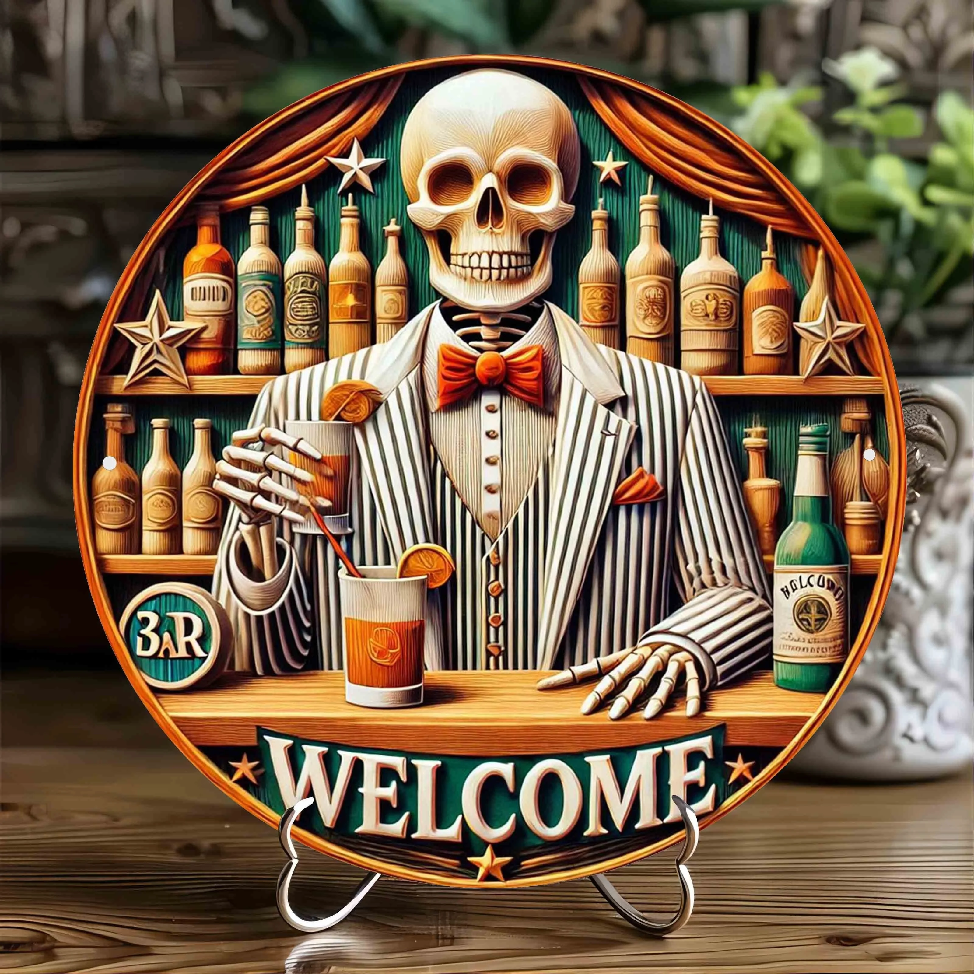 Алюминиевый приветственный знак с винтажным дизайном бармена праздничным