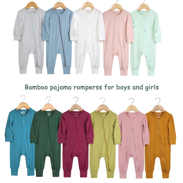 

2023 Baby New Long Sleeve T-shirt Romper Round Neck Pure Color Boy Top Clothes And Long Shorts Green Blue Girls Bamboo Pajamas
