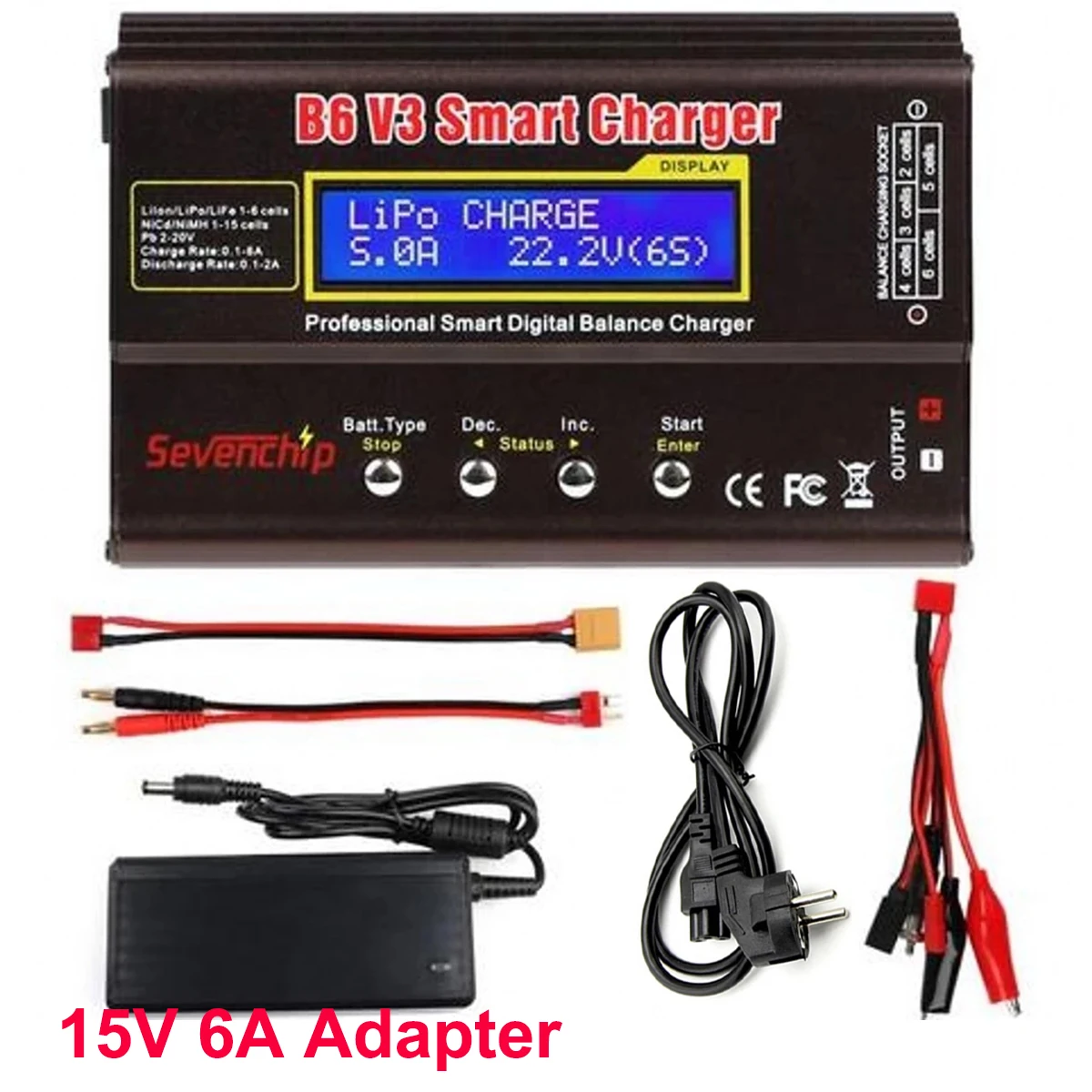 

B6 V3 80W Battery Charger LiHv Lipo NiMh Li-ion Ni-Cd Digital RC Charger Lipro Balance Charger Discharger 15V 6A Adapter