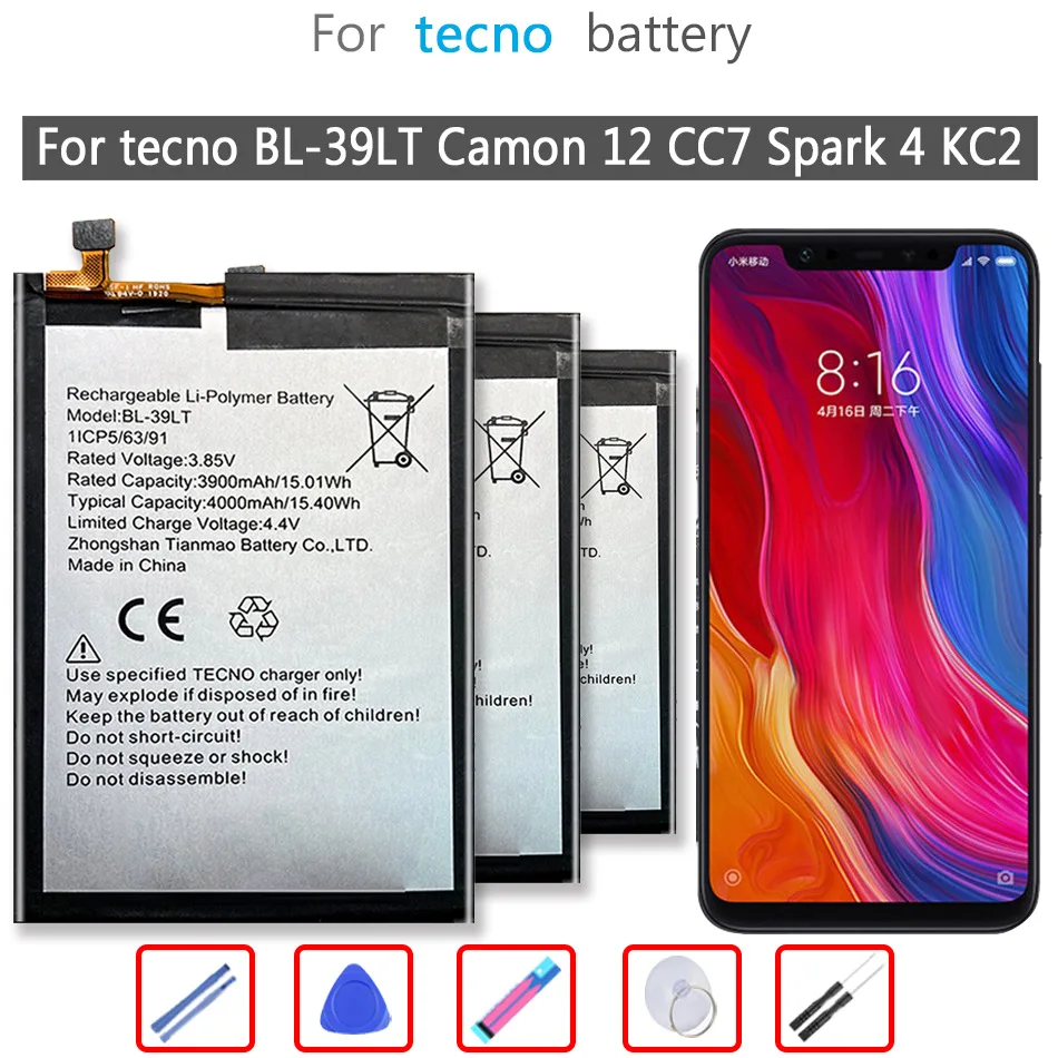 

BL-39LT 4000mAh Battery For Tecno Camon 12 Camon12 CC7 Spark 4 KC2 Spark4