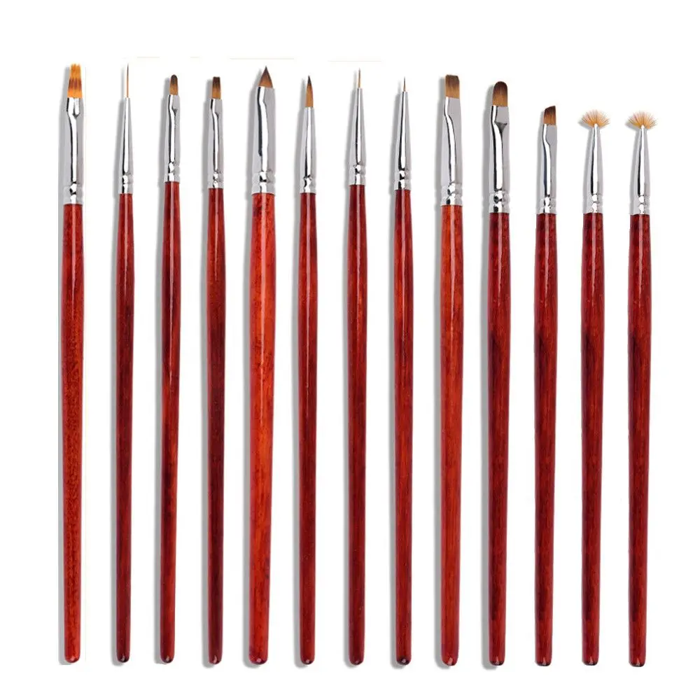 

UV Gel Acrylic Nail Art Brush Sable Hair Brush Manicure Powder Wood Handle Professional Nail Art Tools Flower Drawing Pen