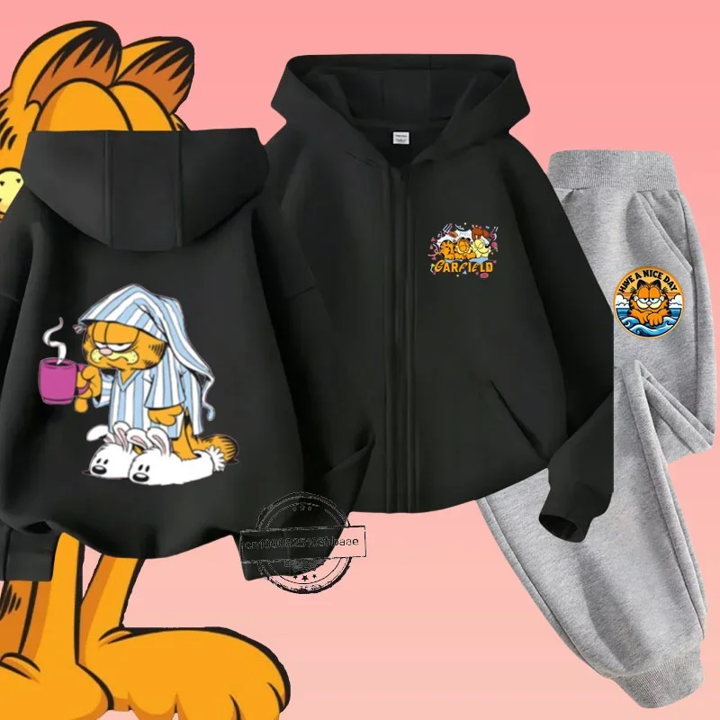 Детский Осенне-зимний Комплект Garfiel Повседневный Стиль Толстовка С Мультяшным