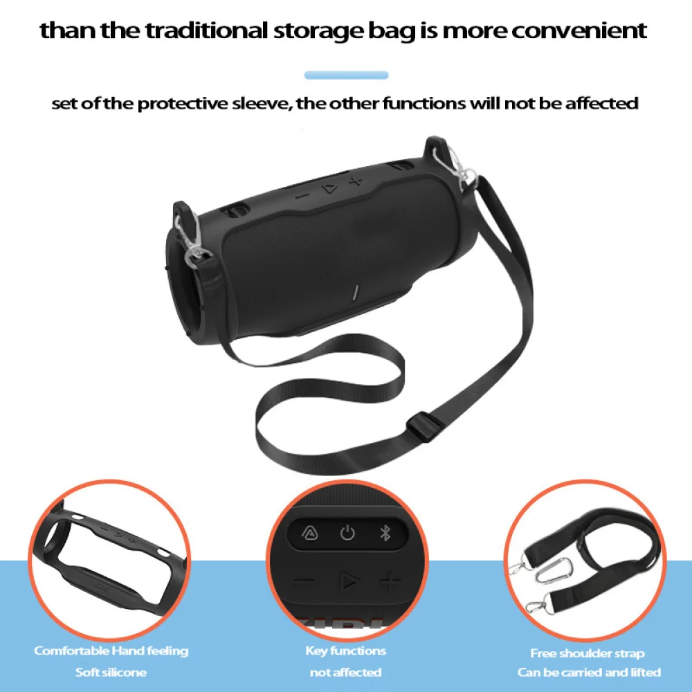 Фото Силиконовый чехол для Bluetooth-совместимого динамика JBL Charge 6, защитный чехол для переноски с плечевым ремнем и карабином №2