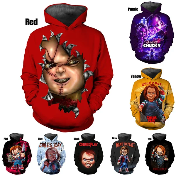 2023 Hot Sale Chucky 3D Print Hoodie Sweatshirts Men Women Fashion Casual Long Sleeve Pullover Print Harajuku Streetwear Hoodies