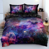 3D Digital Purple Nebula Quilt Cover Sets Galaxy Bed Linen 2 Bedrooms Twin Queen King Size 180x210cm Bedding Set for Boys Kids