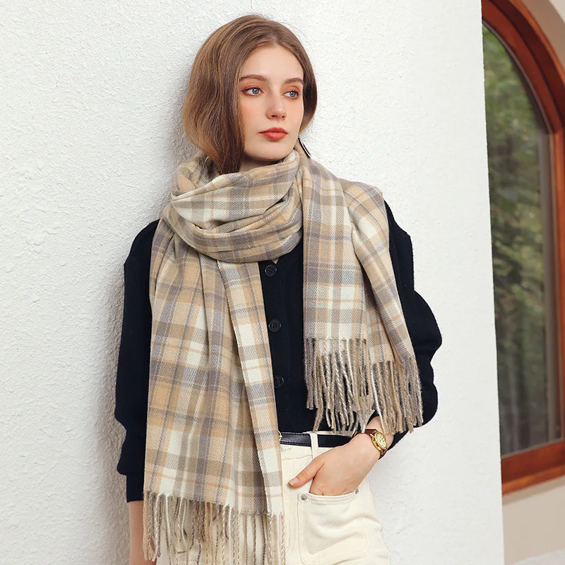 

Winter plaid cashmere scarf shawl print scarf in long