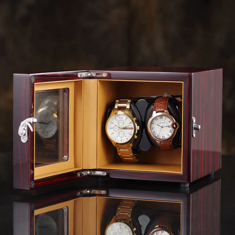 Wooden Watch Winding Box Silent Vertical Open Cover Self Stop Shaker Shaker 2+0 Watch Winder Clock Storage Box Cajas De Relojes