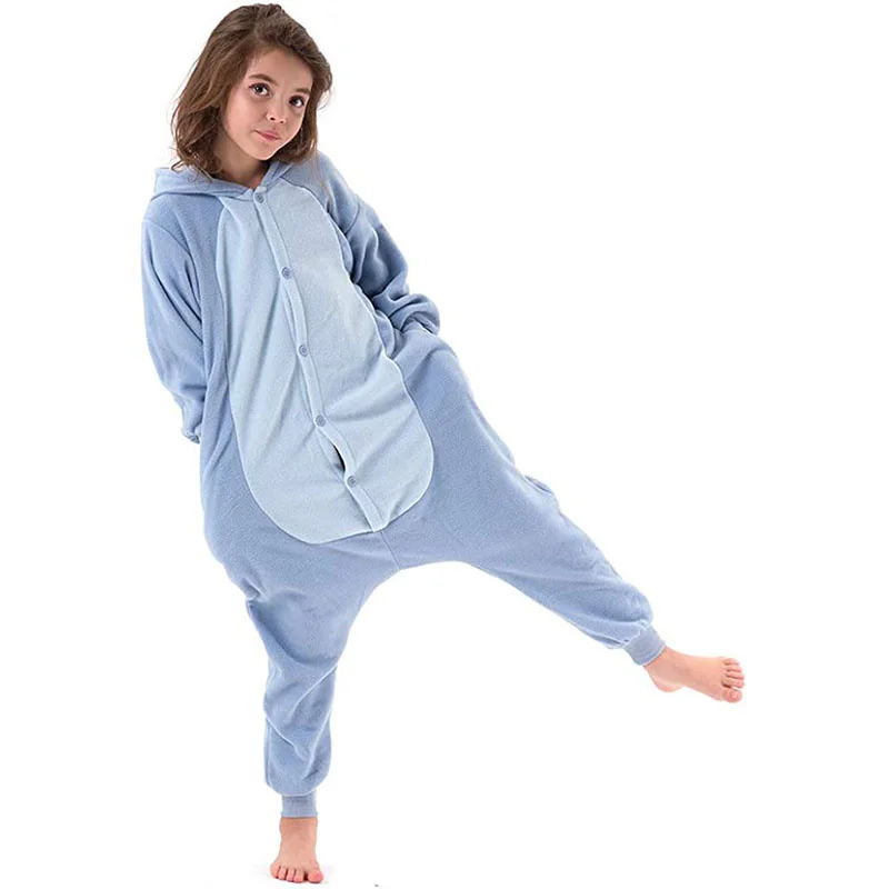 Family Kigurumi Pajamas Blue Monster Animal Onesie Cosplay Costume Pajamas For Babies Kids and Adults