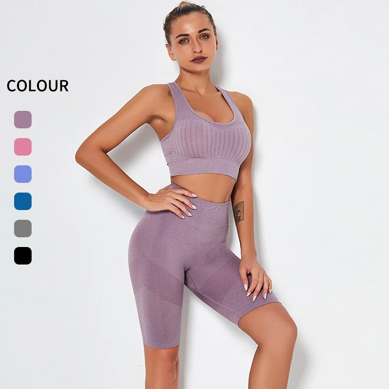 

2Pcs Gym Sets Seamless Women's Workout Fitness Clothing Cropped Top Leggings Sports Wear High Waist Woman Tracksuit Yoga Set