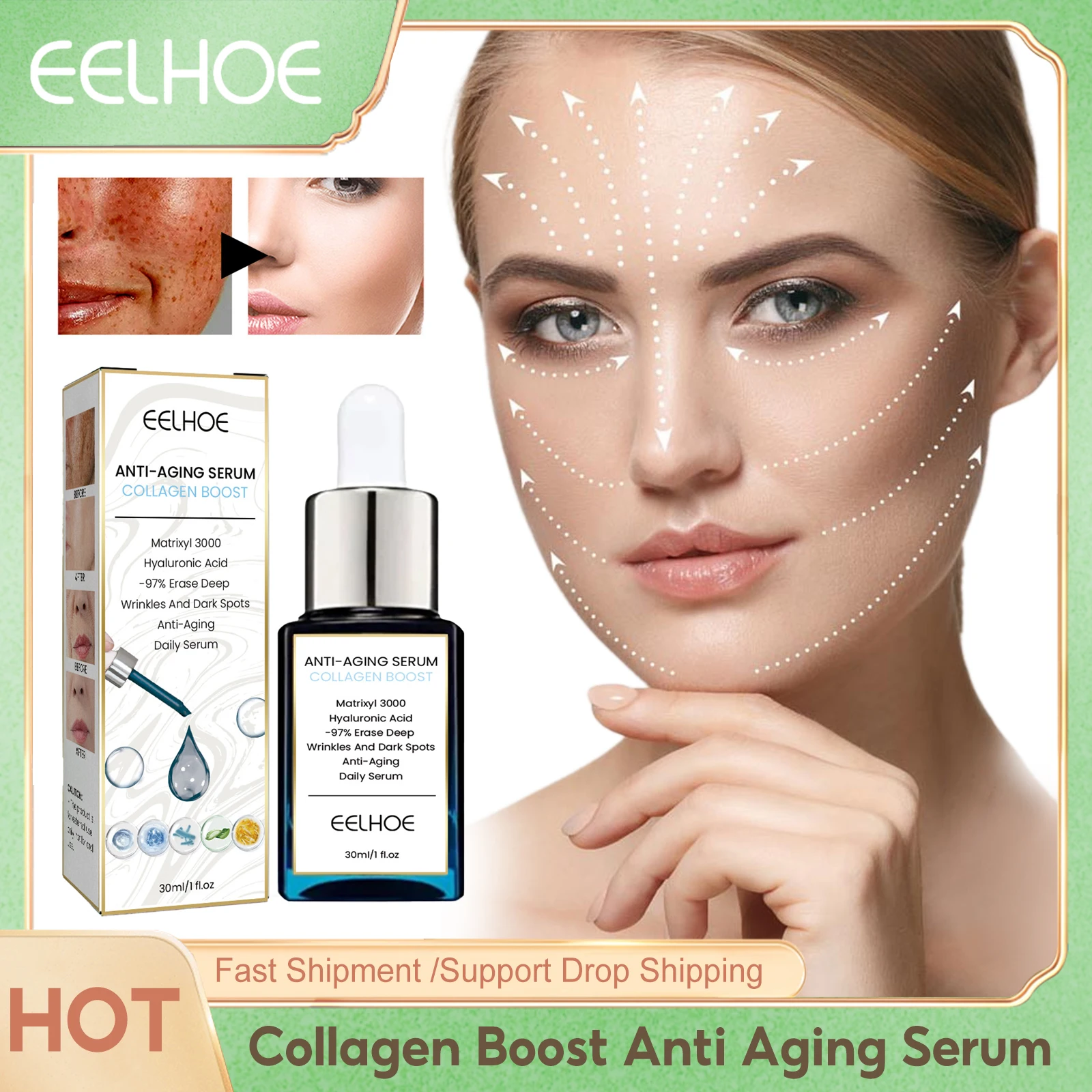 

Collagen Boost Anti Aging Serum Advanced Anti Wrinkle Firming Fade Fine Lines Moisturizing Dark Spot Corrector Face Essence 30ml